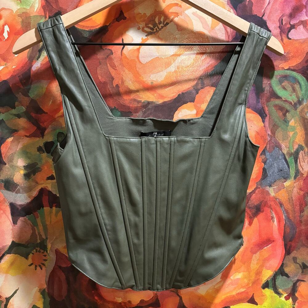 7 for All Mankind Green Faux Leather Corset Sz S Whimsygoth Renaissance Festival